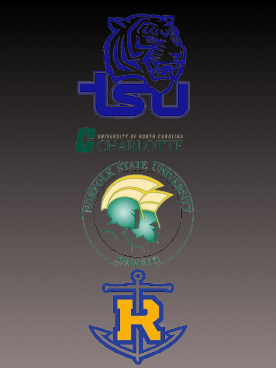The logos of Tennessee State University, University of North Carolina at Charlotte, Norfolk State University, and Rollins College, stacked on to of each other.