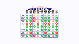 Democrats, independents and the lone Republican are divided on the issues. / Courtesy images