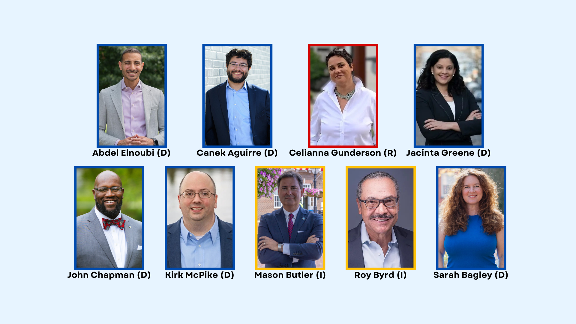 The nine City Council candidates have strikingly different visions for the future of Alexandria. / Courtesy images