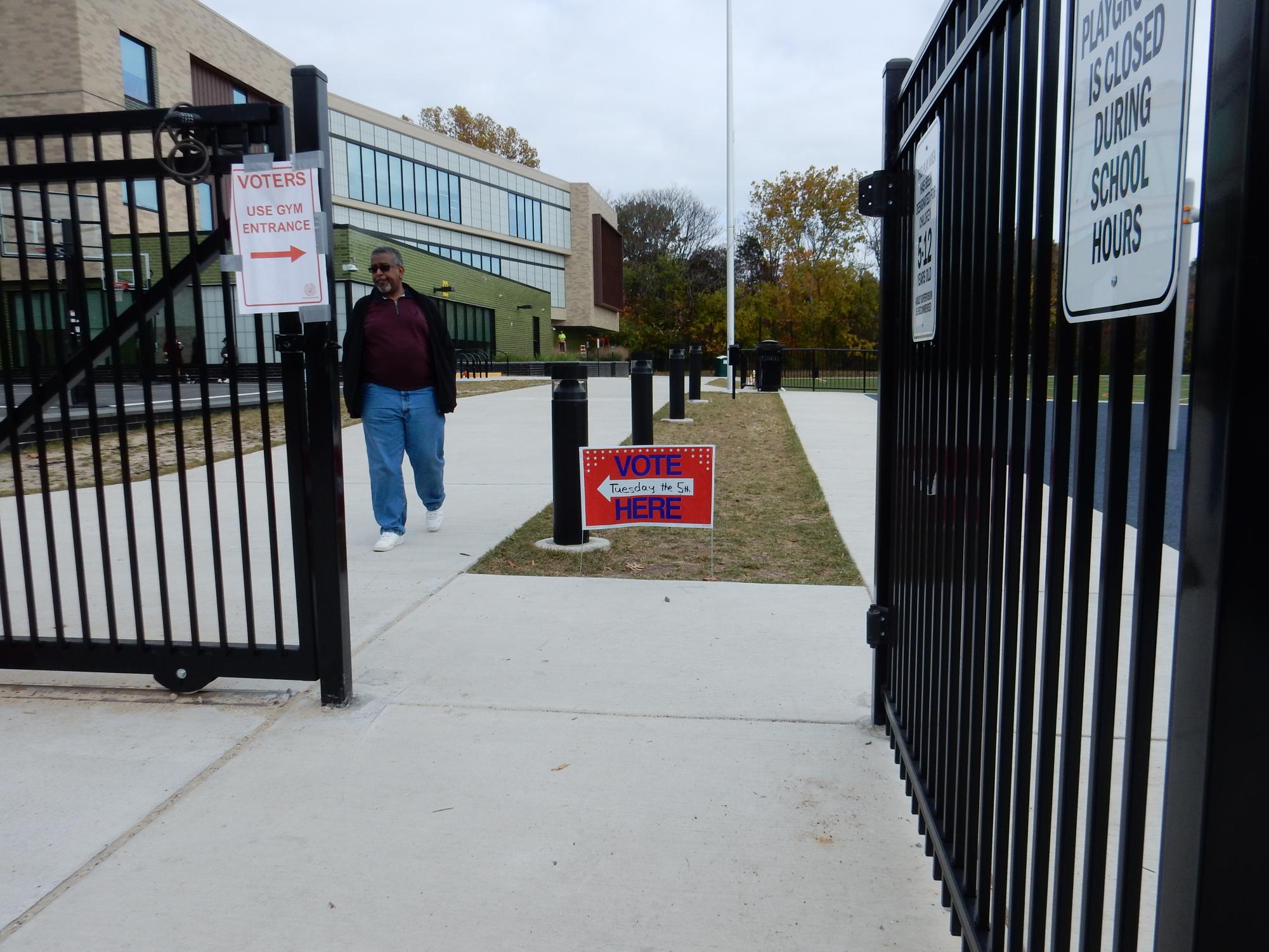 The new Douglass MacArthur Elementary School building opened in Aug. 2023. On Tue., the new building was used as a poll site for the first time.