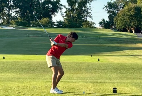 Senior Tucker Wolf takes his swing. / Image courtesy of Tucker Wolf