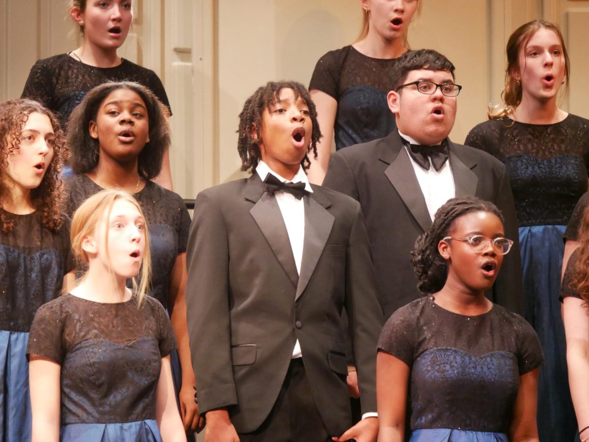 Alexandria City High School's choir held its annual Pyramid Concert, hosting choirs from Francis C. Hammond and George Washington middle schools. From Left: Gaia Sidahmed, Amelia Parks, Dairyenne Briggs, Isabel Hurd, Aden Nettles, Anna McMahon, Luis Saravia-Ulloa, Audrey Abbam, Lillian Scharnweber.