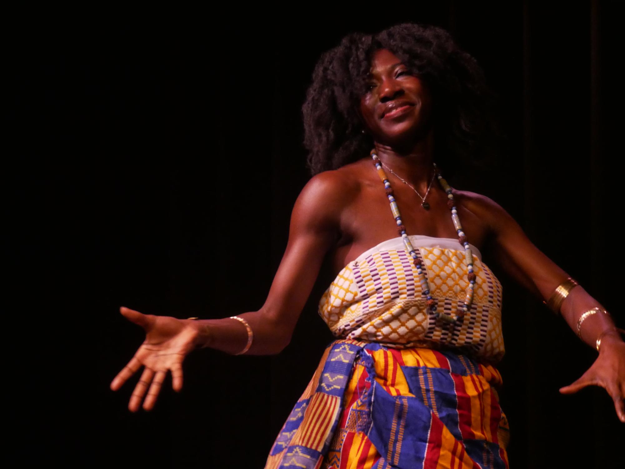 Senior Shulamite Yawson performs a Ghanaian dance at ACHS’ annual Black History Month showcase.