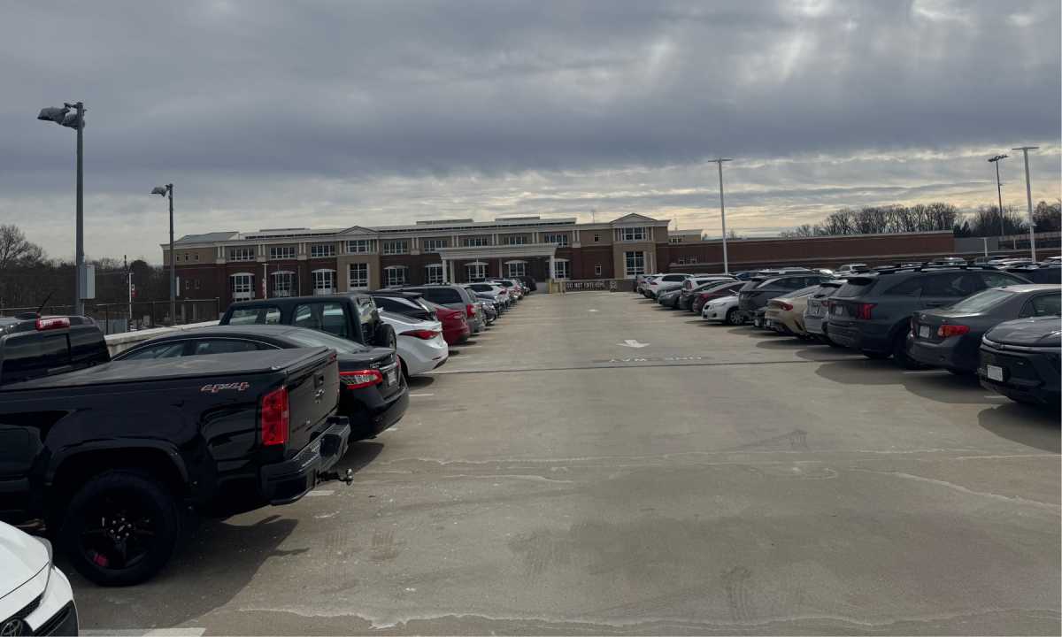 The parking garage at the front of the King St. campus is reserved for teachers.