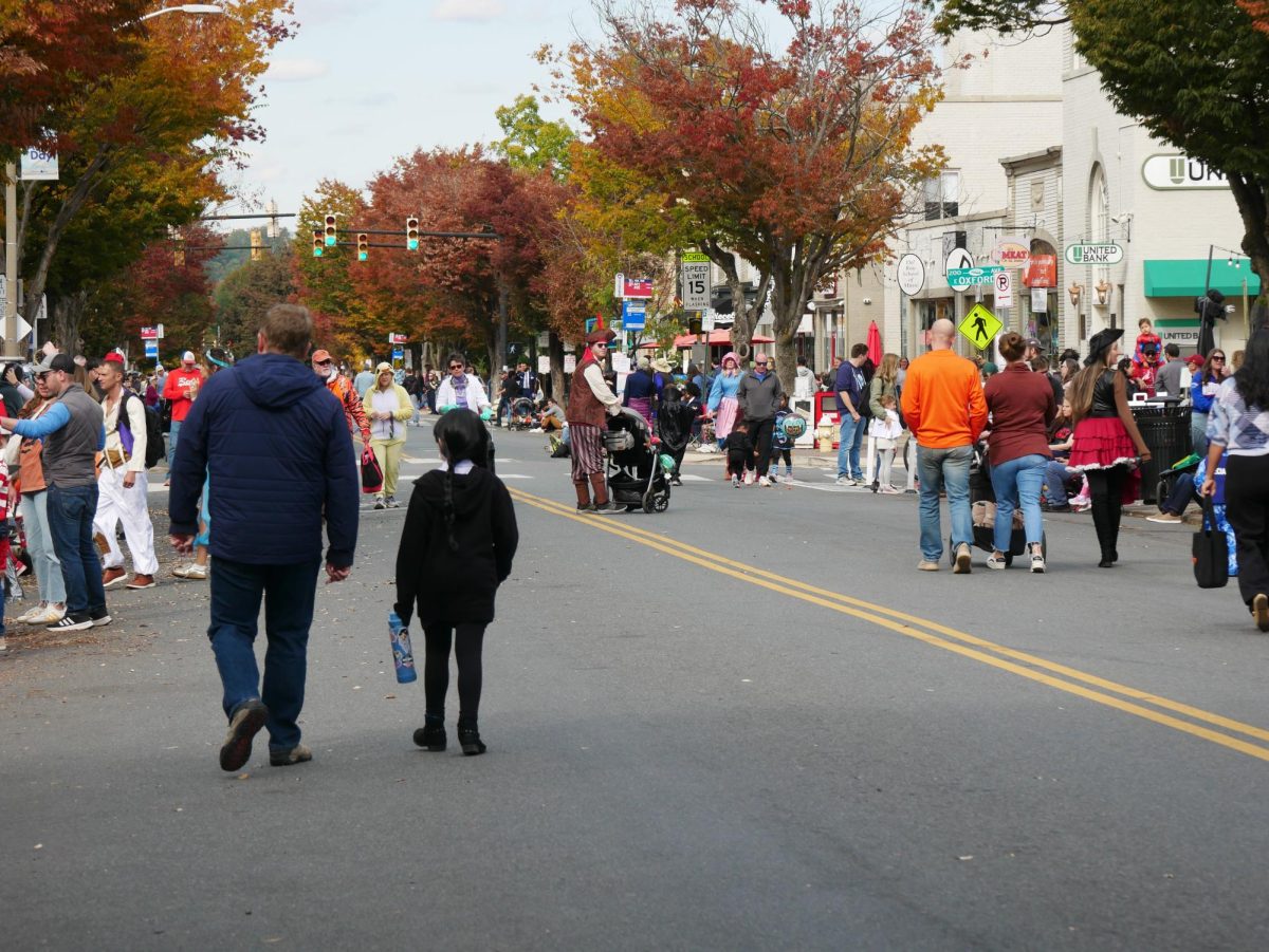 Participants at the event walk through Del Ray before the parade starts.