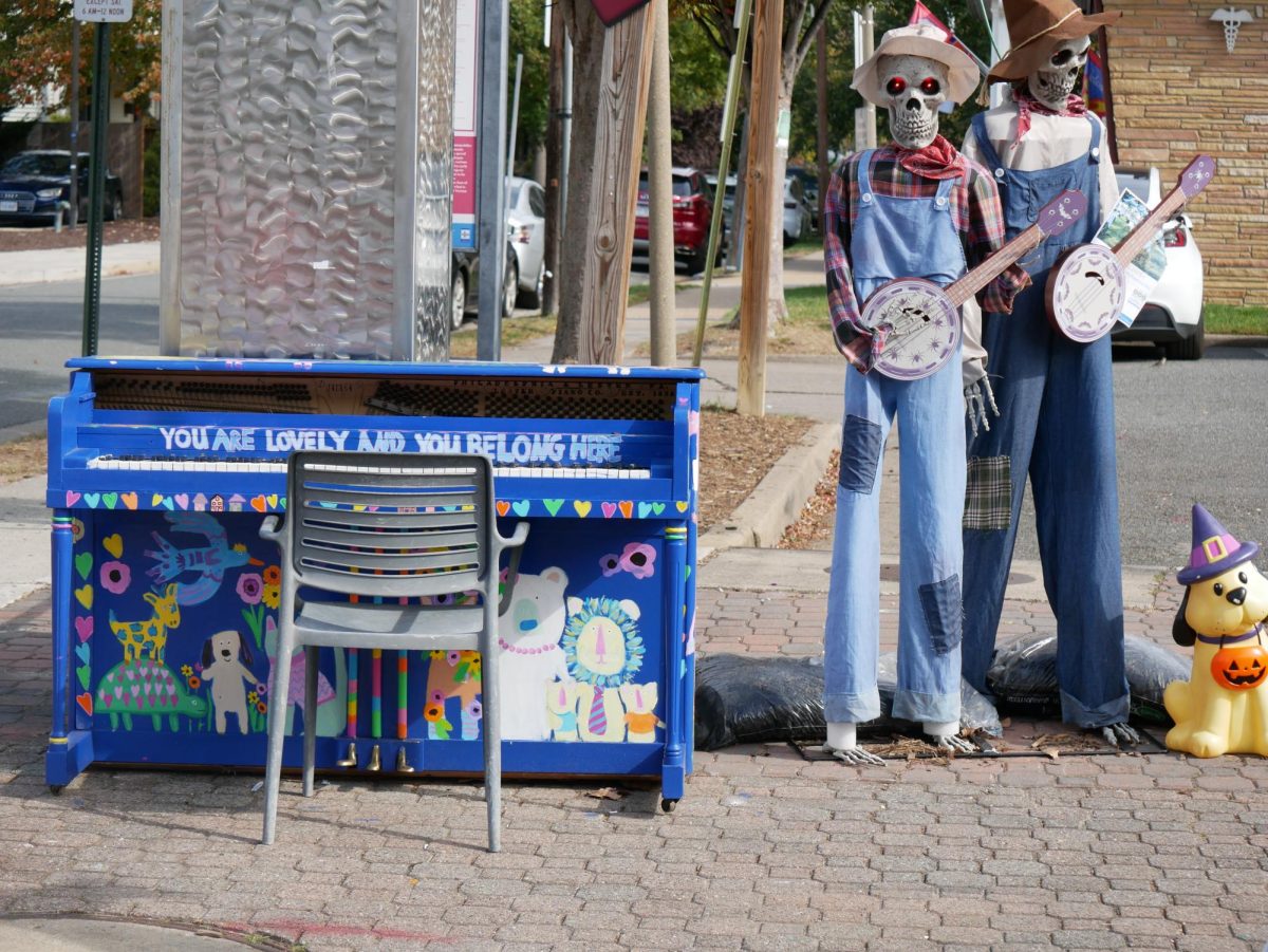 Del Ray's Pat Miller Square is a pillar of celebration for every season. This fall, it is decorated with skeletons next to the popularly vibrant piano.