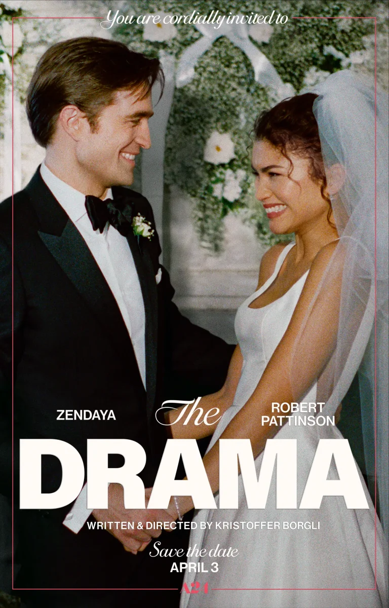 The Drama official movie poster features Robert Pattinson and Zendaya. (Movie poster courtesy of A24 Films)