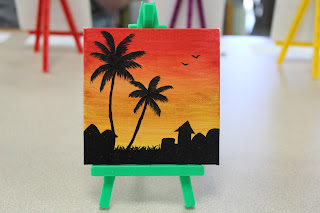 The "Embers Island Evening" canvas made by an anonymous teenage community member. It has the caption: "Manifestation for summer to come quickly."