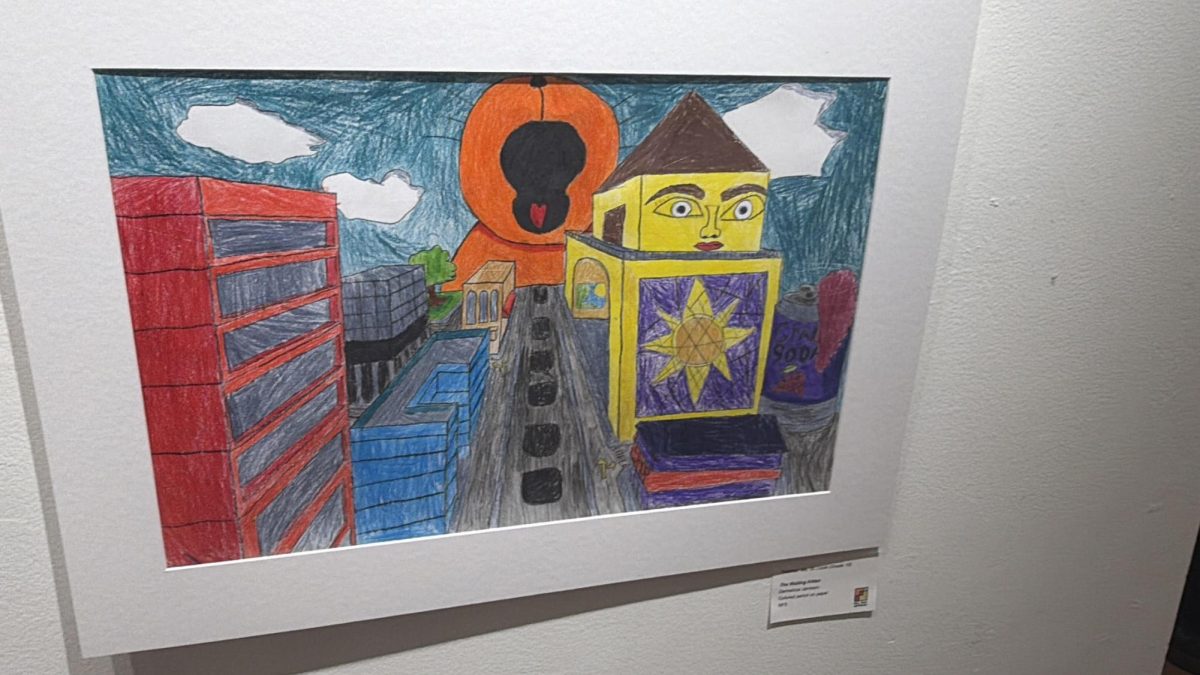 Sophomore Demetrius Jamison's one-point perspective art titled “The Wailing Kitten.” Jamison says he made this art inspired by the idea that “it doesn't have to be realistic to be good.”
