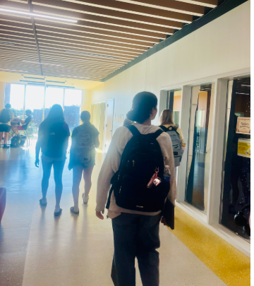 Students walking to class in the new Minne Howard school.